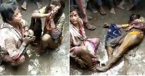Indian Women Brutally Punished in the Mud 