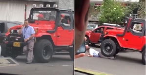 Guy Regrets Road Raging on Red Jeep