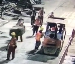 Worker Crushed between Concrete and Fork Truck