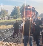 Dumbass Careless Woman Hit by Train