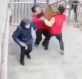 Crazed Bitch Attacks Grandma with Knife & Gets Taken Out.