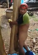 Banana Thief Tied to Bamboo and Whipped 
