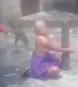 Naked Girl Tortured with Poisonous Plant and Head Shaved