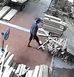 Female Worker Steps On Live Wire. (Dumb Bitch is Barefoot)