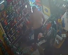 Shirtless Asshole Beats his GF in Corner Store