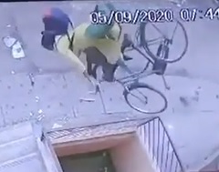 DAMN: Bull Attacks Girl on Bicycle.