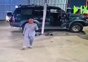 Old Guy Getting his Mail Gunned Down.
