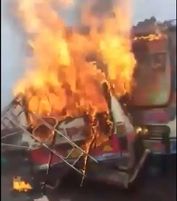 Trucker Burned Alive (2 Angles)