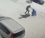Dude Savagely Beaten in the Snow then Dragged off.