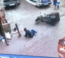 Poor Kid Wipes out Head First into Pole.