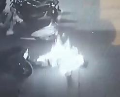 Double Whammy! Dude Sets Himself on Fire Then Jumps.