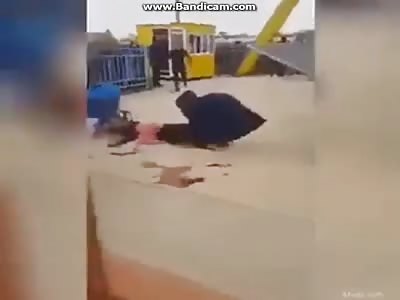A woman falls from the rollercoaster