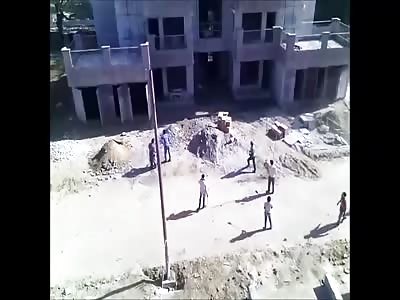 Leopard attacks a man of a construction worker
