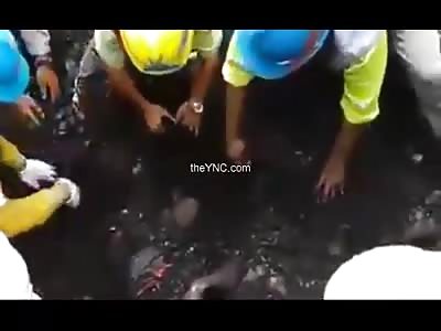 Work accident , Worker buried in a coal mine