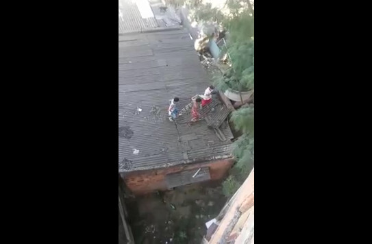 Three Children Fall From The Roof Of A House