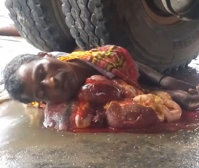 Entrails Scattered After Being Crushed By A Truck