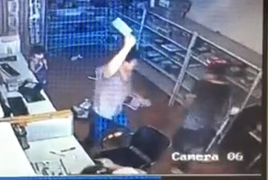 Crazy Guy Attacks Random People with Butcher Knife