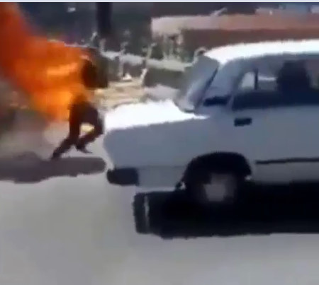 Young Egyptian Bathes With Gasoline and Catches Fire in Protest
