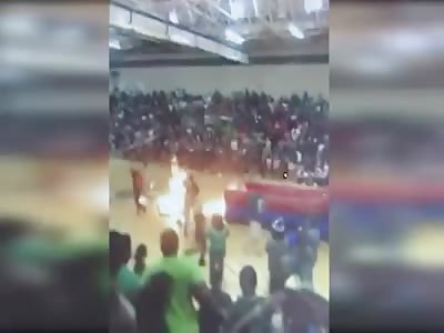 CELLPHONE VIDEO CAPTURES PERFORMER CATCHING ON FIRE