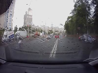 LUCKY GUY FALLS OUT OF CAR