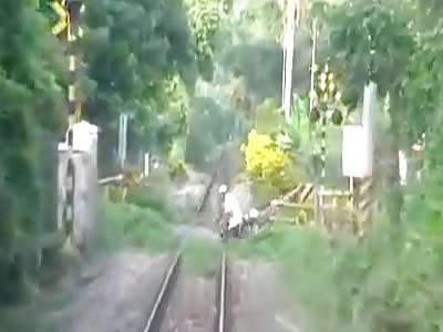 86-YEAR-OLD MAN RIDING A MOTORCYCLE BEING HIT BY TRAIN