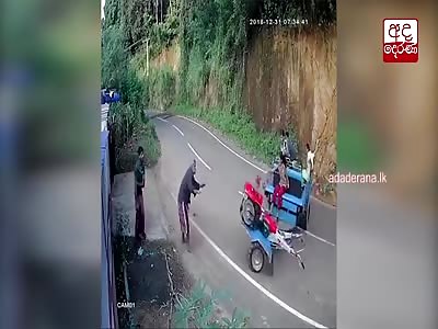 OUT-OF-CONTROL TRACTOR FALLS OFF CLIFF