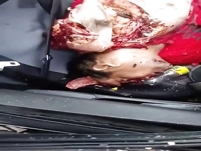 DESTROYED BODIES AND CAR IN ACCIDENT