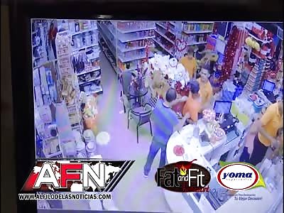 THIEF IS BEATEN BY STORE STAFF