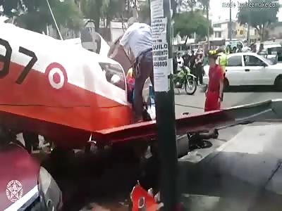 PLANE CRASHES ONTO BUSY STREET (WITH AFTERMATH)