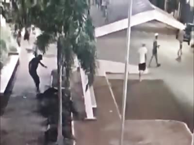 MAN BEING EXECUTED WITH MANY SHOTS
