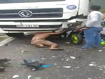 MAN TRAPPED IN TRUCK TIRE