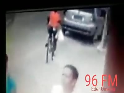 CYCLIST BEING CRUSHED BY BUS