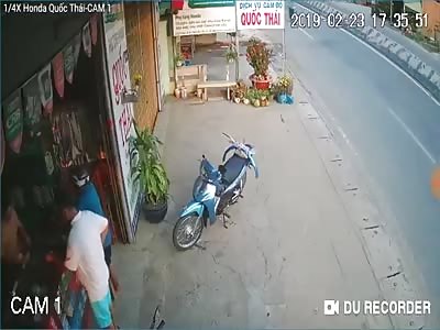 MAN BEING HIT BY MOTORCYCLE 