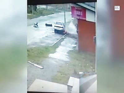 Out of control Car ejects two Men.