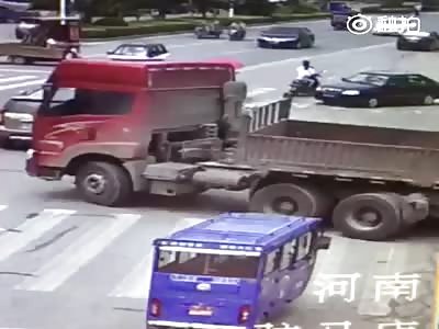 WTF Lucky Day:Woman survived after being run over by Truck.