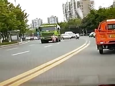  Rider head crushed by Truck.