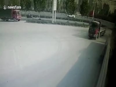 Scooter driver miraculously survives being dragged by lorry  