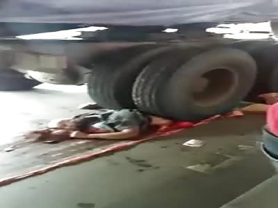 Man  Crushed By Truck (Another Angle 2)