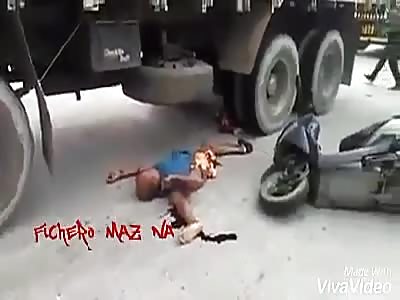 2 men crushed by truck one is alive (Another angle and more complete)