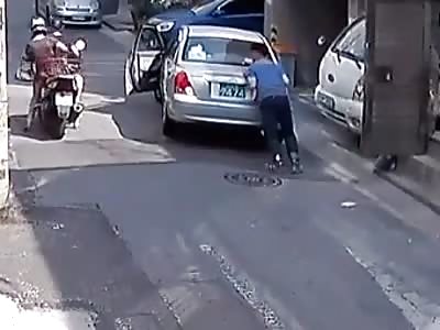 Funny Accident By Female Driver