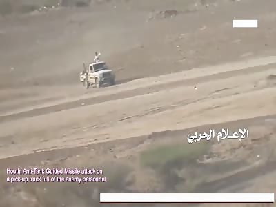 Graphic: Rebel Obliterates Loaded Saudi Pickup Truck With ATGM