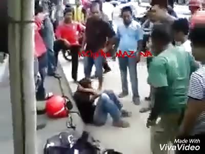 Thief beaten