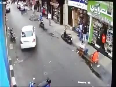 Man sitting is run over