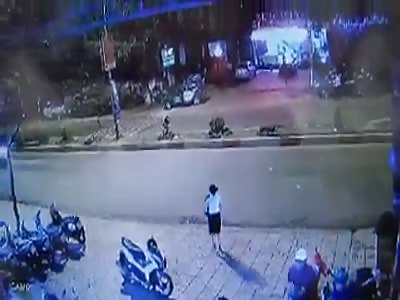 Girl Crossing the Street Gets Brutally Hit By Speeding Rider 