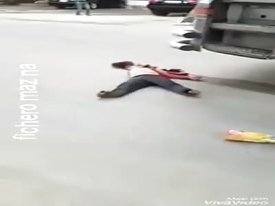 Man with head crushed by truck