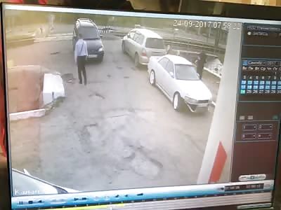 ACCIDENT: idiot driver goes in reverse and does not watch the train coming