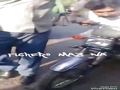 ACCIDENT: motorcyclist is crushed by truck and dies