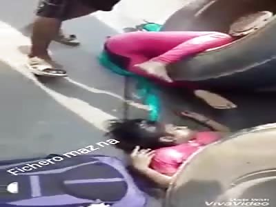 BEAUTIFUL: WOMEN CRUSHED BY TRUCK (another angle)