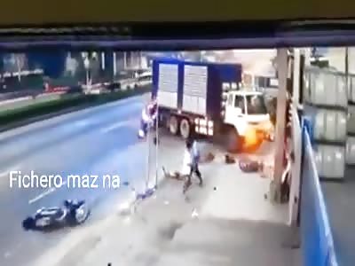 motorcyclist is hit by truck