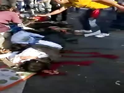 MANY WOUNDED IN THE PAVEMENT